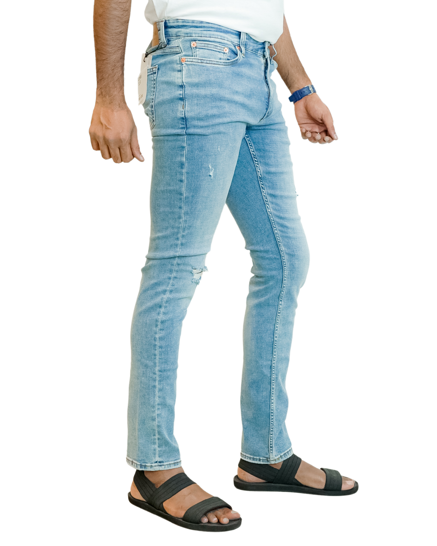 ONLY Men’s Slim Fit Light Blue Jeans - Patched