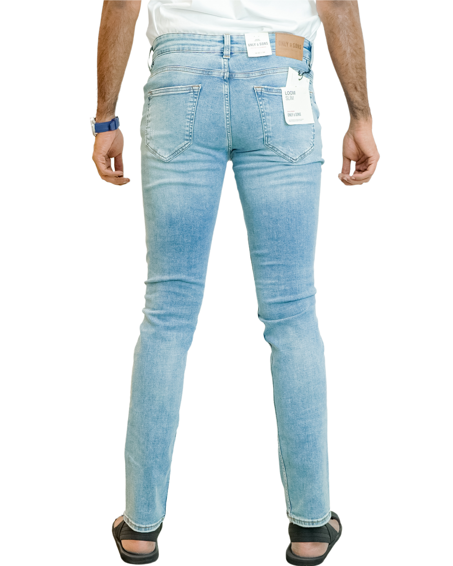 ONLY Men’s Slim Fit Light Blue Jeans - Patched