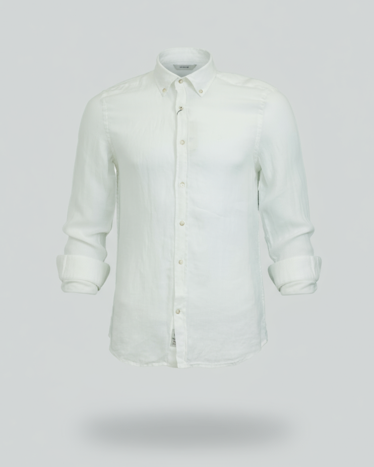 Buffon Linen Long Sleeve Shirt - White